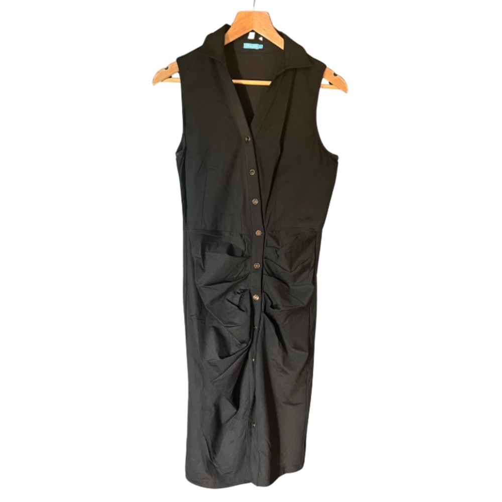 J. McLaughlin Black Button-Down Midi Dress
